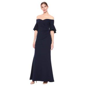 NWT BLACK CALVIN KLEIN OFF SHOULDER EVENING GOWN